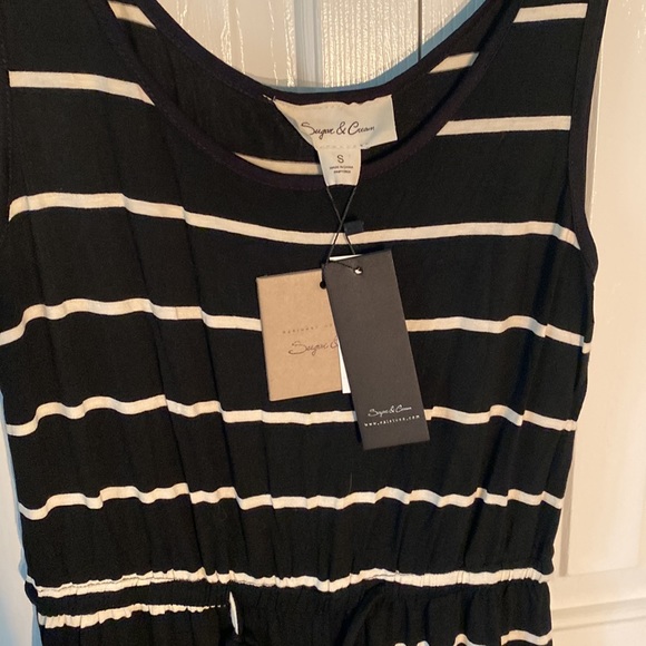 NWT Sugar & Cream Black with White Stripes Jumpsuit - Picture 2 of 5